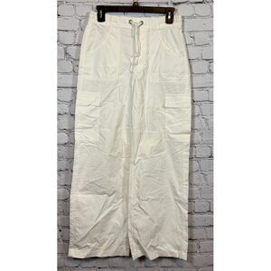 Hollister White Baggy Pants Adjustable-Rise Drawstring‎ Waist XS Short